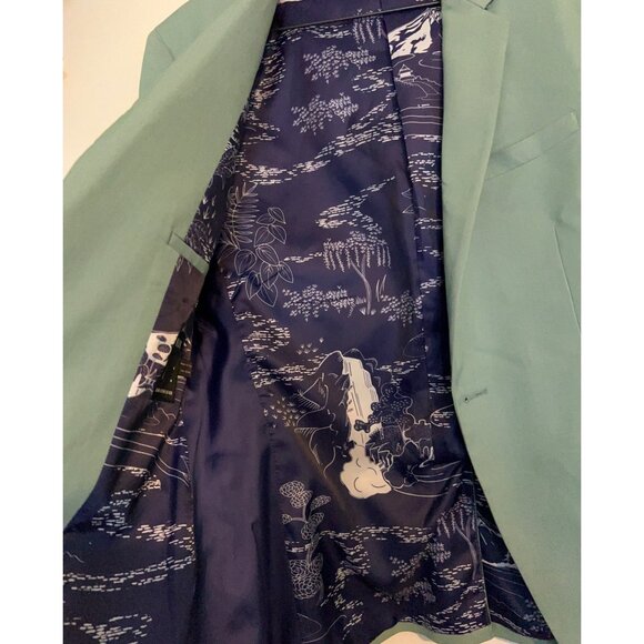 Topman Men’s Blazer Jacket 40R Slim Fit Mint Green Single Button Suit Coat Moder - Picture 11 of 12